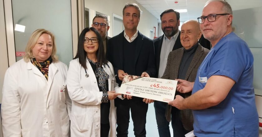 Taranto: donazione di 45mila euro per i piccoli dell’UTIN.